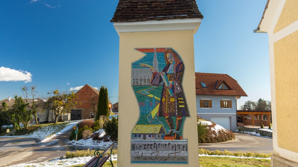 Mosaikbild von Johann Joseph Fux am Bildstock in Hirtenfeld in der Gemeinde Nestelbach bei Graz