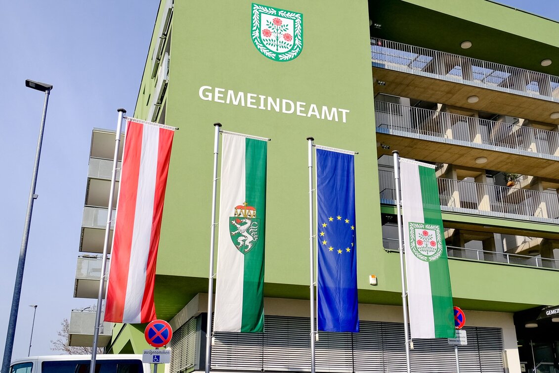 Sicht auf das Gemeindeamt in Hart bei Graz